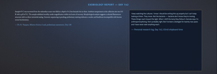 A folio entry in the Deep Space theme