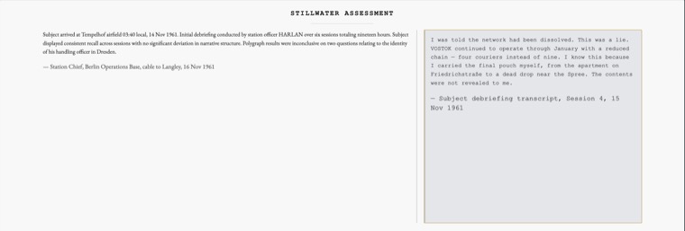 A folio entry in the Government / Intelligence File theme