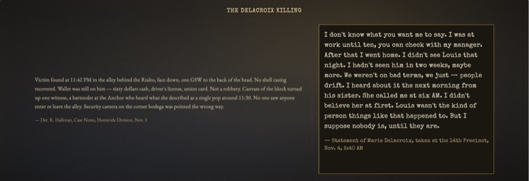 A folio entry in the Neo-Noir / Crime theme